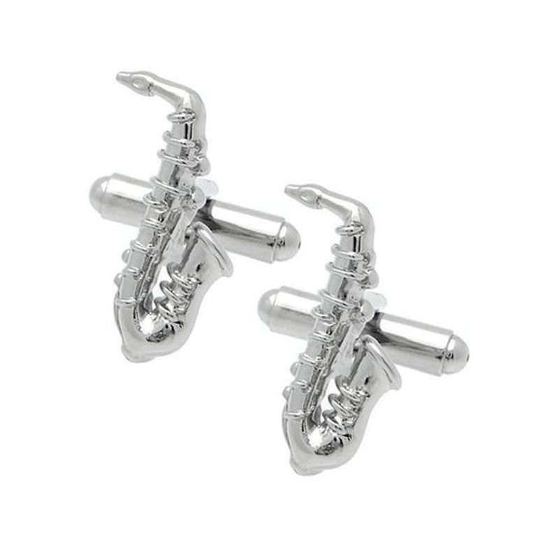 Boutons de manchette Saxophone argenté