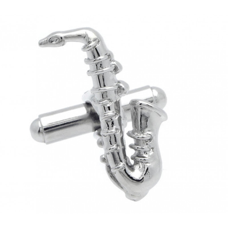Boutons de manchette Saxophone argenté