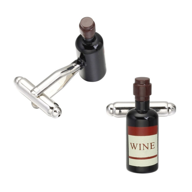 Boutons de manchette bouteille de vin rouge