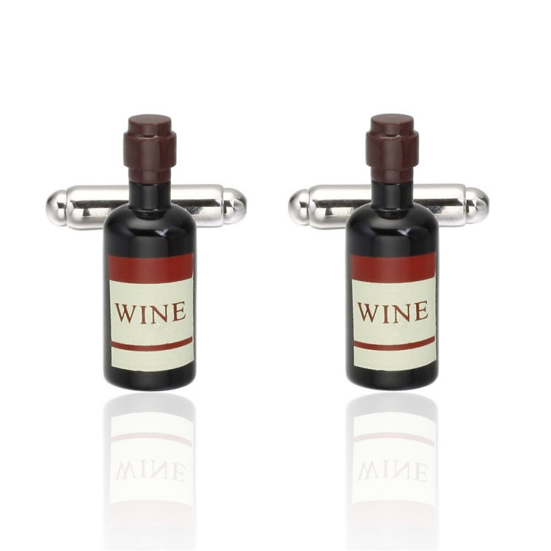 Boutons de manchette bouteille de vin rouge