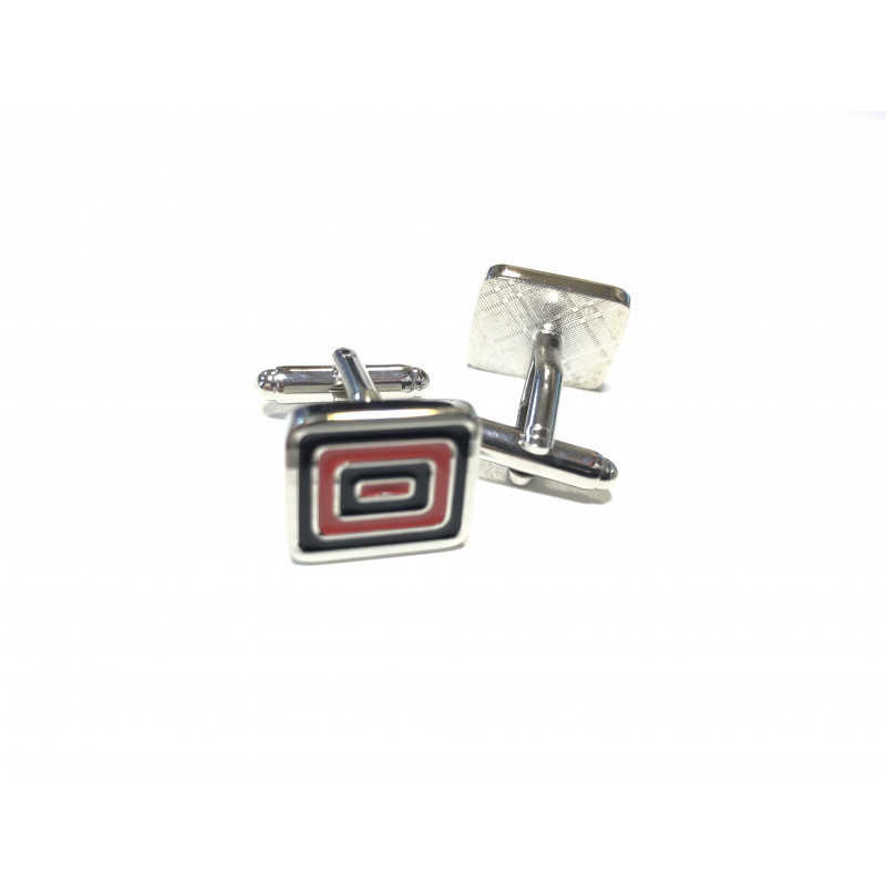 Boutons de manchette Rectangle noir & rouge