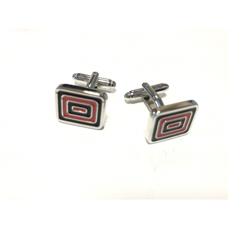Boutons de manchette Rectangle noir & rouge