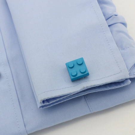 Sky-Blue Lego Brick Cufflinks
