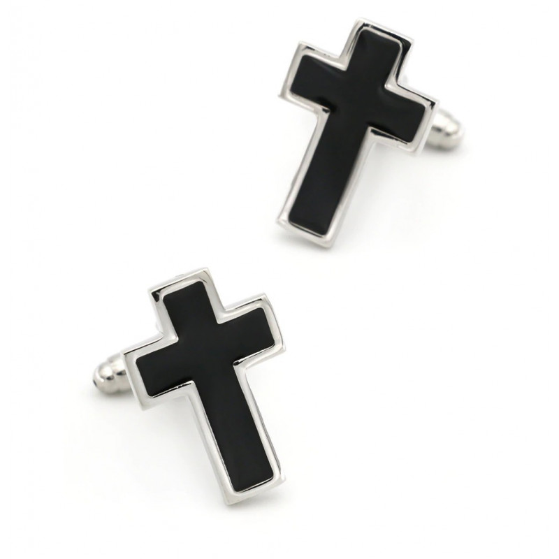 Boutons de manchette Croix noire