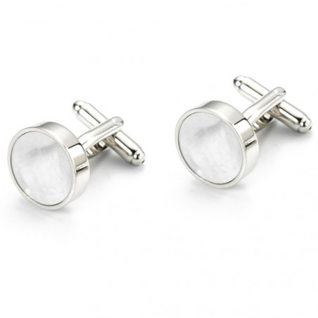Mother-of-Pearl Cufflinks, Silver Round Setting