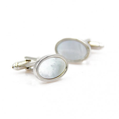 White Mother-of-Pearl Cufflinks (Oval)