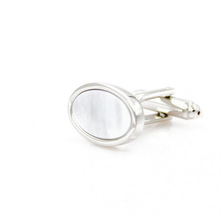 White Mother-of-Pearl Cufflinks (Oval)