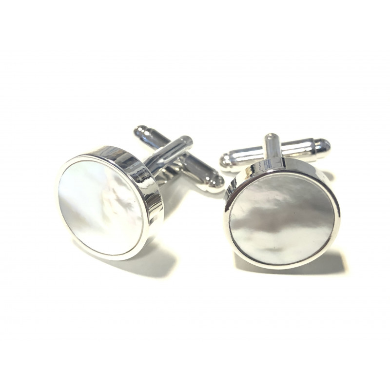 Tuxedo Studs & Cufflinks Set (Silver Mother-of-Pearl)