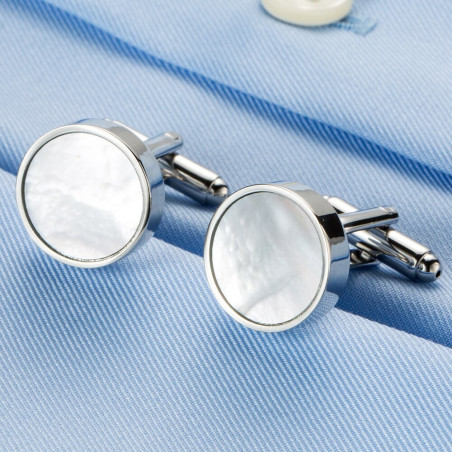 Tuxedo Studs & Cufflinks Set (Silver Mother-of-Pearl)
