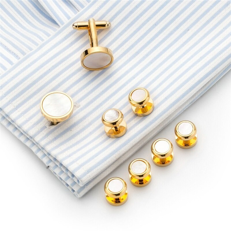 Tuxedo Studs & Cufflinks Set (Gold Mother-of-Pearl)