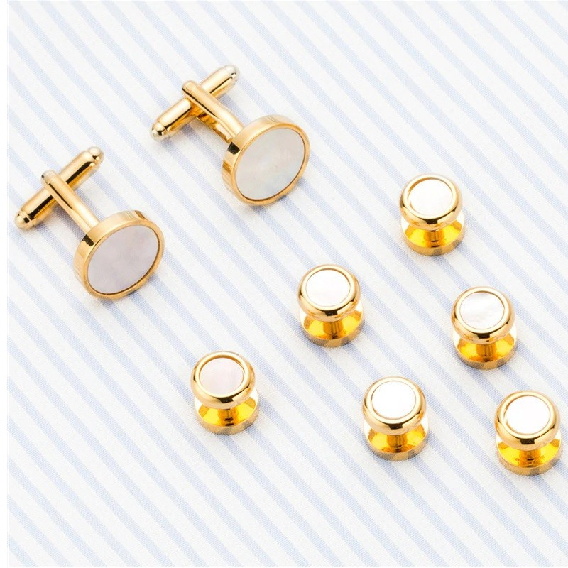 Tuxedo Studs & Cufflinks Set (Gold Mother-of-Pearl)