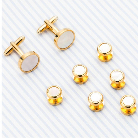Tuxedo Studs & Cufflinks Set (Gold Mother-of-Pearl)