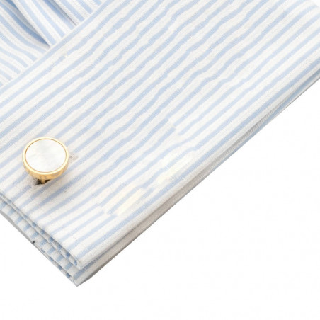 Mother-of-Pearl Cufflinks, Gold Round Setting