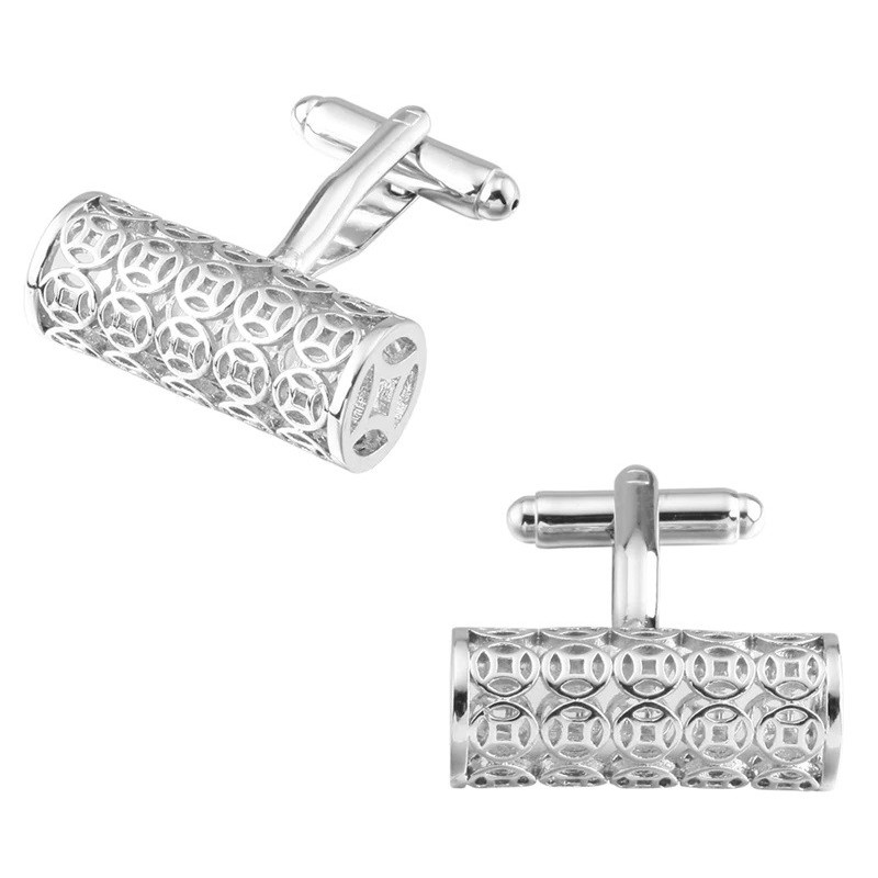 Boutons de manchette cylindre argent