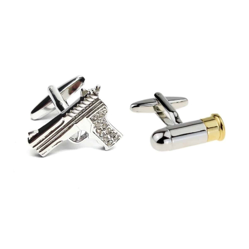 Boutons de manchette Pistolet & Balle 2