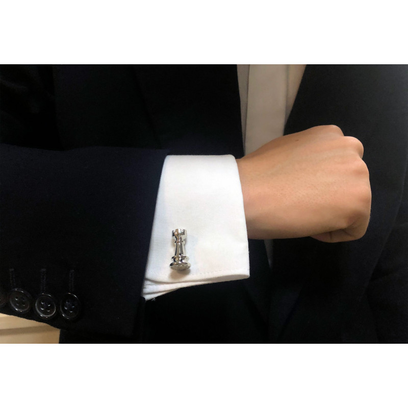 Chess Rook Cufflinks (with chain)