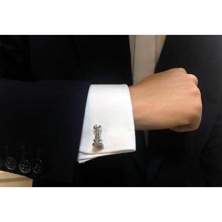 Chess Rook Cufflinks (with chain)