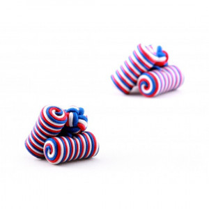Boutons De Manchette Passementerie - Cylindre Et Boule En Polyester (Noir, Blanc, Rouge) - Réf. Bm0213