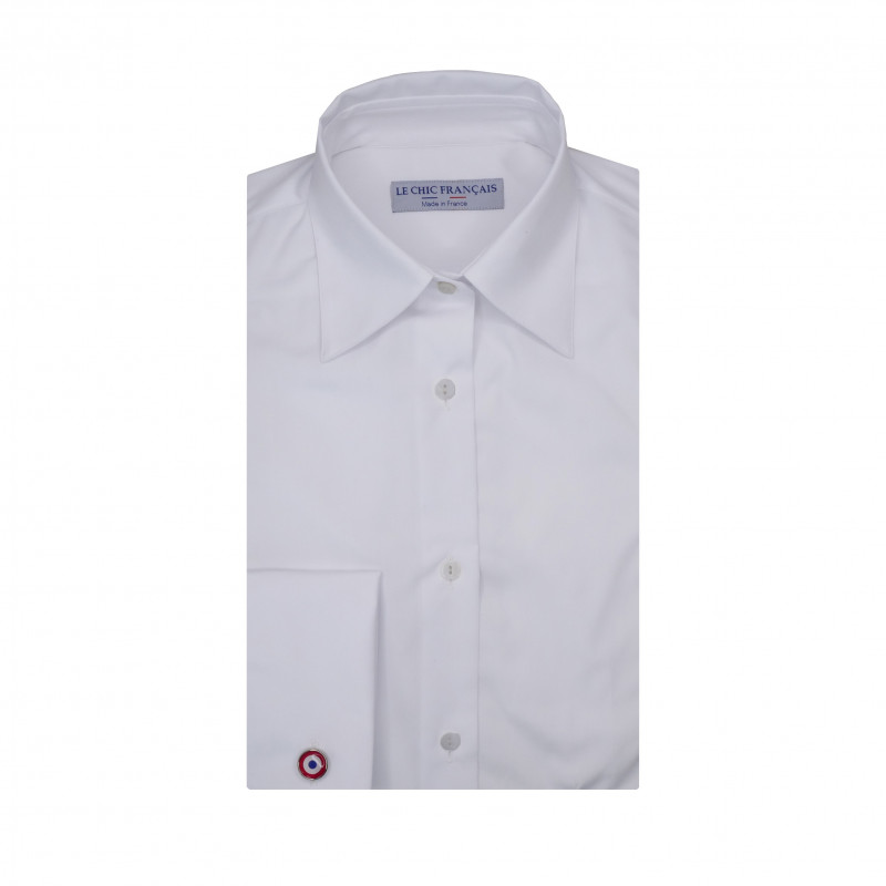 Chemise blanche à poignets mousquetaires - Le Chic Français - 100% Made in France