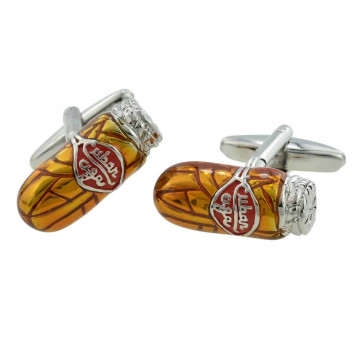 Boutons De Manchette Clj Charles Le Jeune - Motif Cigare Havane, Marron Cuivré, Acier
