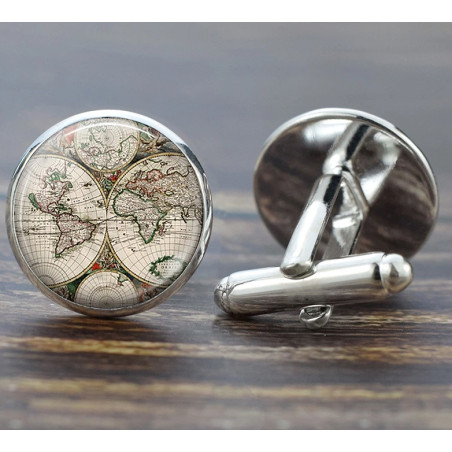 Vintage World Map Cufflinks