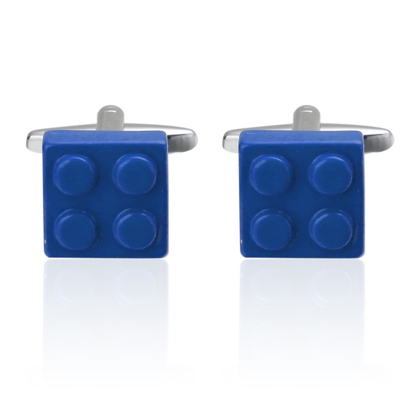 Navy-Blue Lego Brick Cufflinks