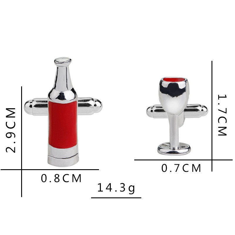 Boutons de manchette bouteille & verre de vin
