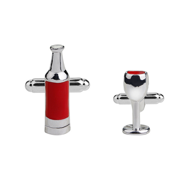 Boutons de manchette bouteille & verre de vin