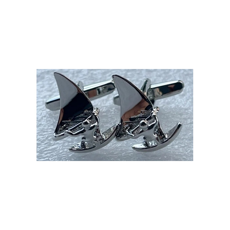 Boutons de manchette Planchiste à voile argent