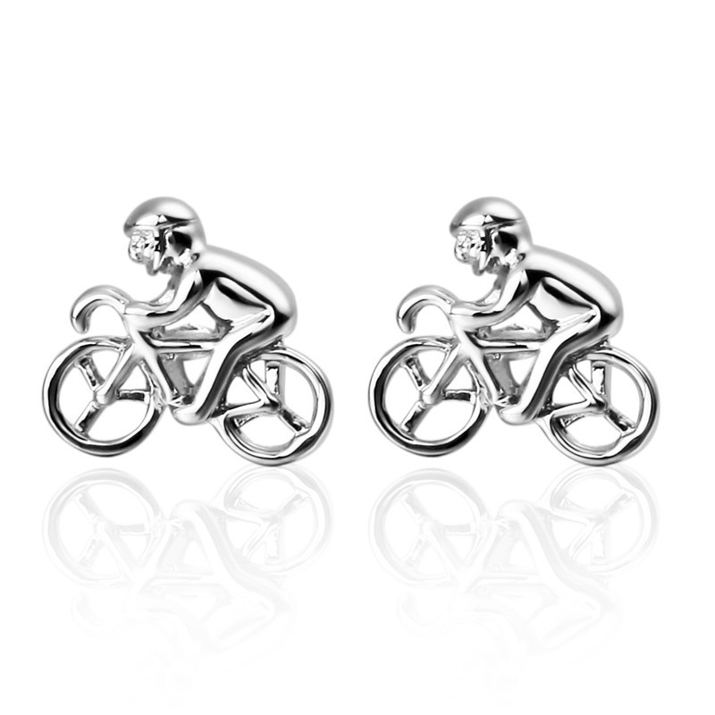 Boutons de manchette Cycliste Vélo argenté