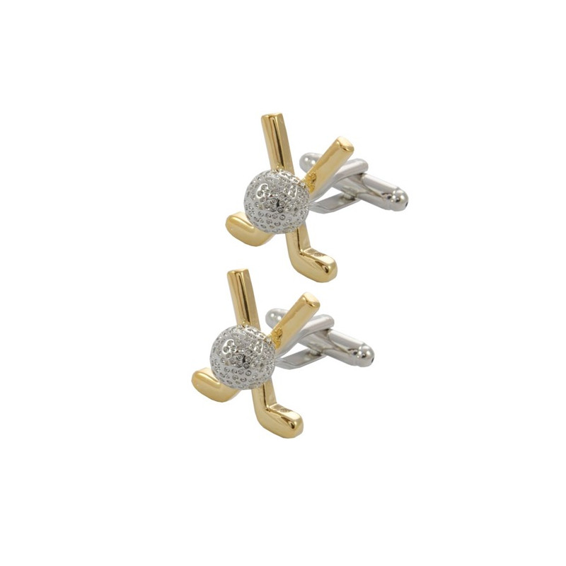 Boutons de manchette Clubs de golf or + balle