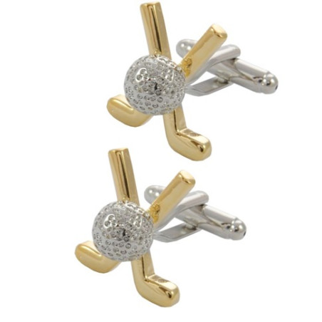 Golf Clubs & Ball Cufflinks (Gold)