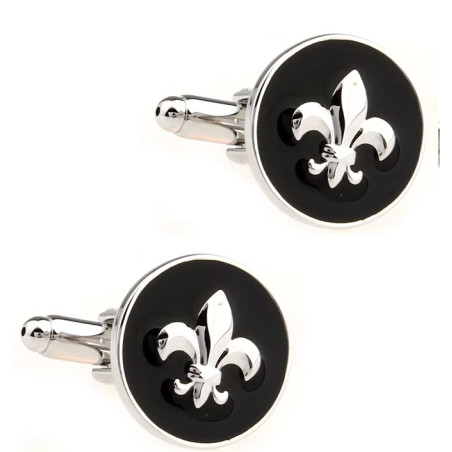 Fleur-de-Lis Cufflinks, Black Background