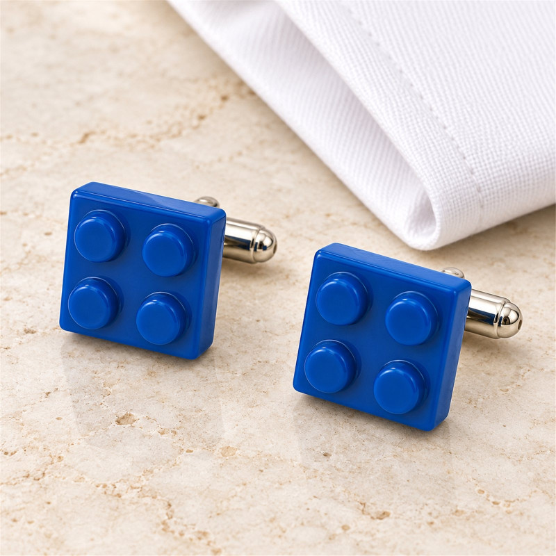 Boutons de manchette Lego bleu roi