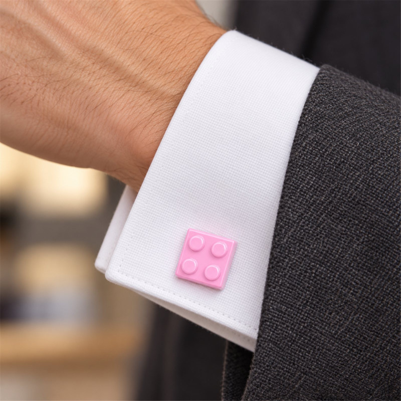 Boutons de manchette Lego rose clair