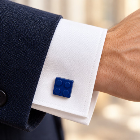 Navy-Blue Lego Brick Cufflinks