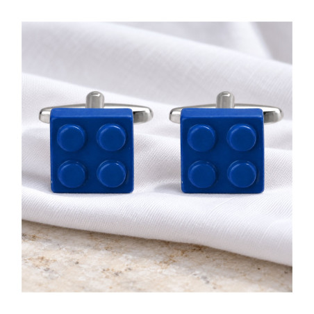 Navy-Blue Lego Brick Cufflinks