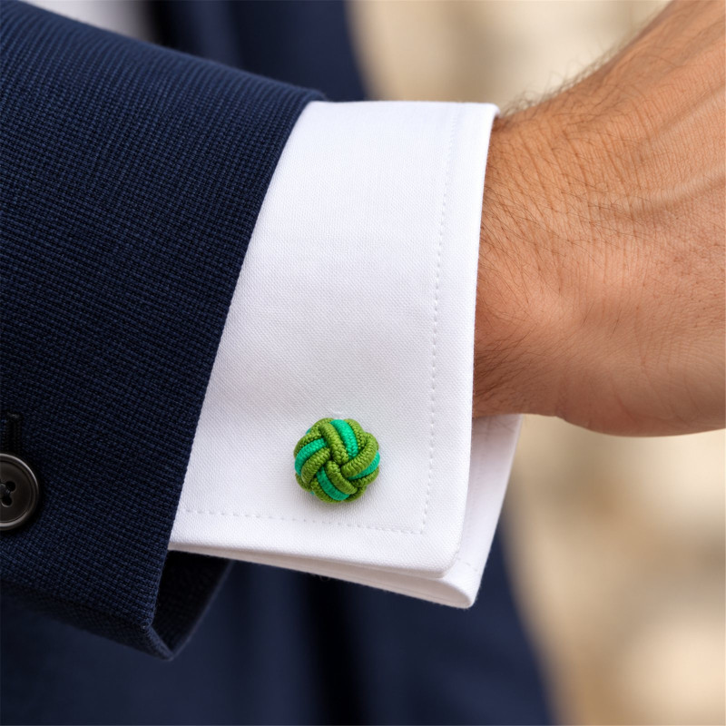 Lusaka Green Silk Knot Cufflinks