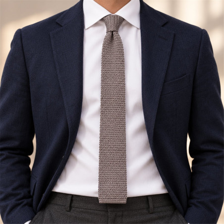 Cravate tricot de soie grise
