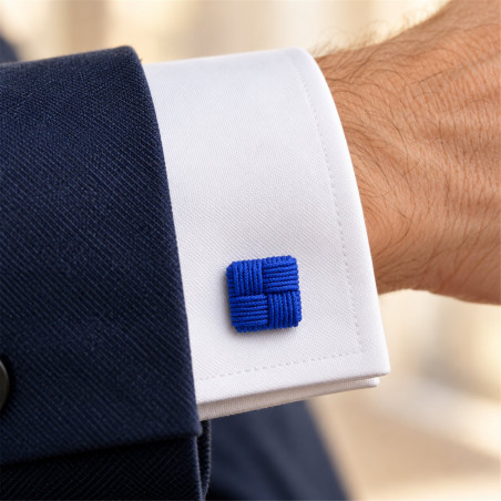Nassau Blue Silk Knot Cufflinks