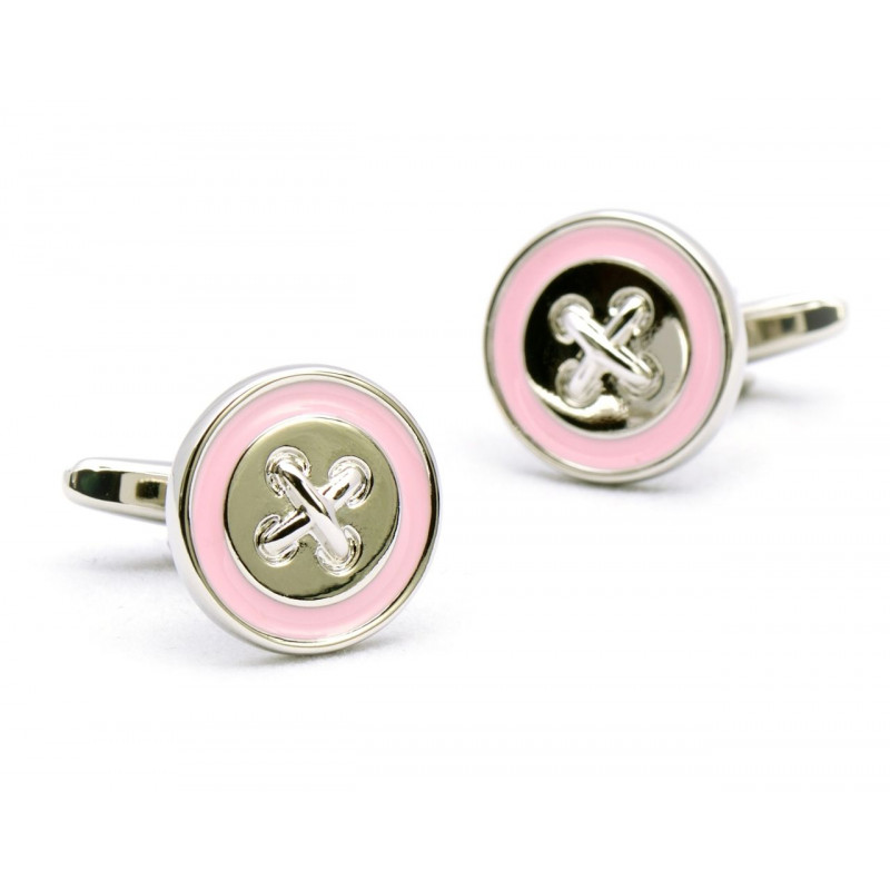 Pink Cross-Stitch Cufflinks