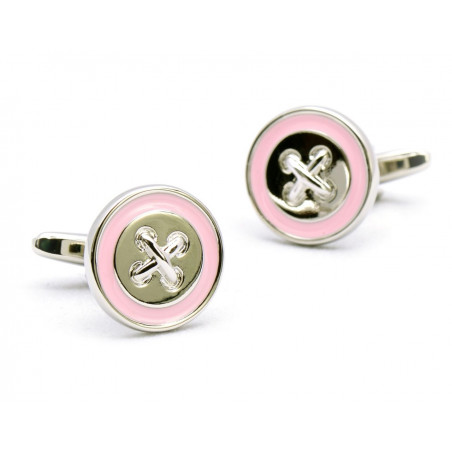 Pink Cross-Stitch Cufflinks