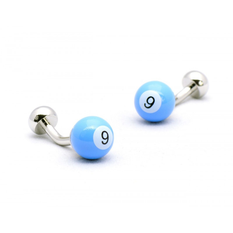 Boutons de manchette billard bleu ciel