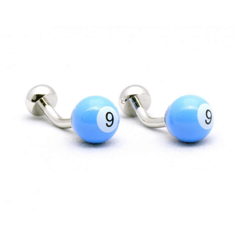 Boutons de manchette billard bleu ciel