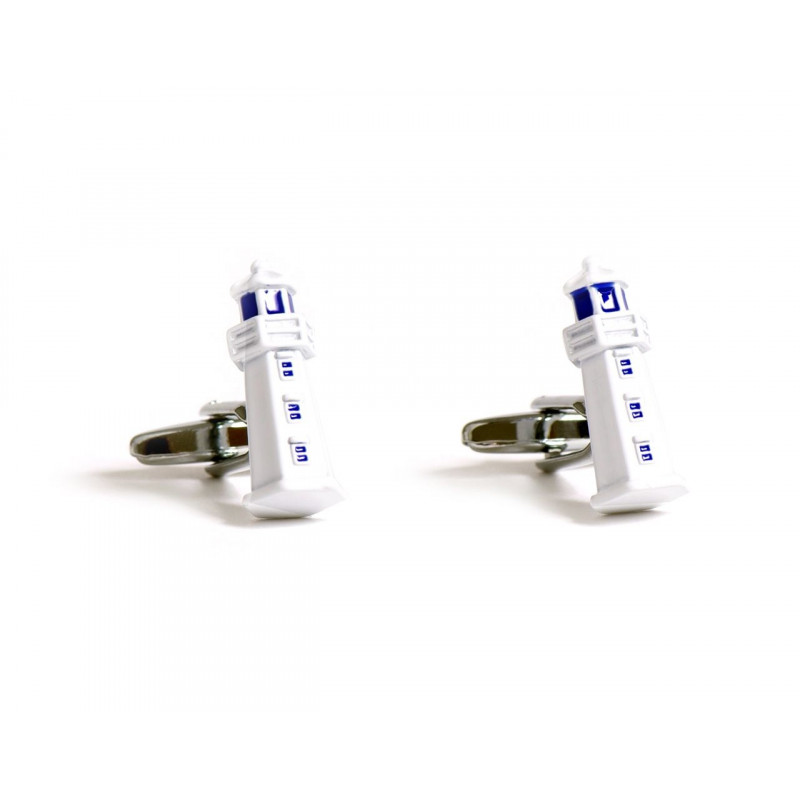 Boutons de manchette Phare blancs