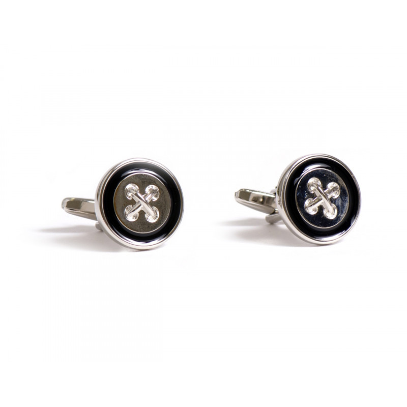 Boutons de manchette argent ronds Caroline