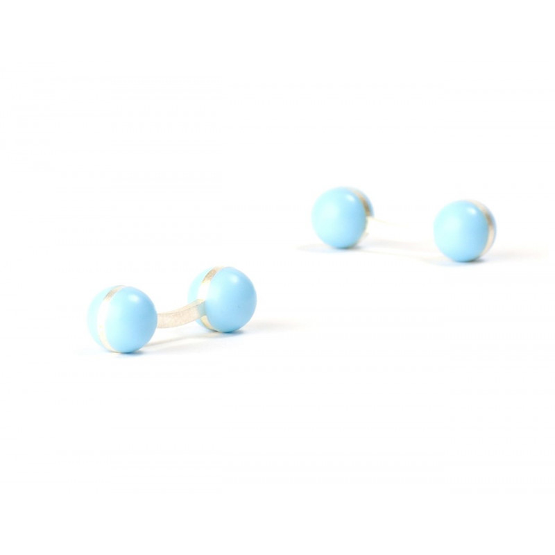Boutons de manchette Boules bleu pastel