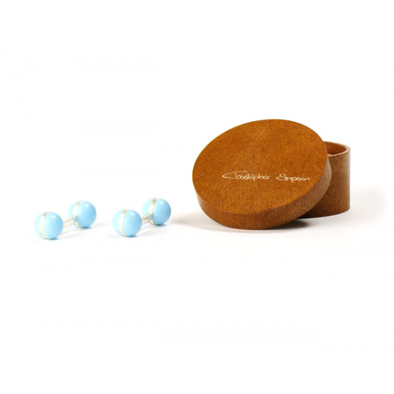 Boutons de manchette Boules bleu pastel
