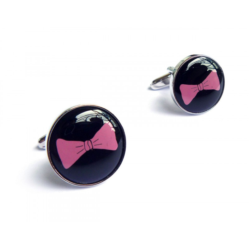 Boutons de manchette Nœud papillon rose