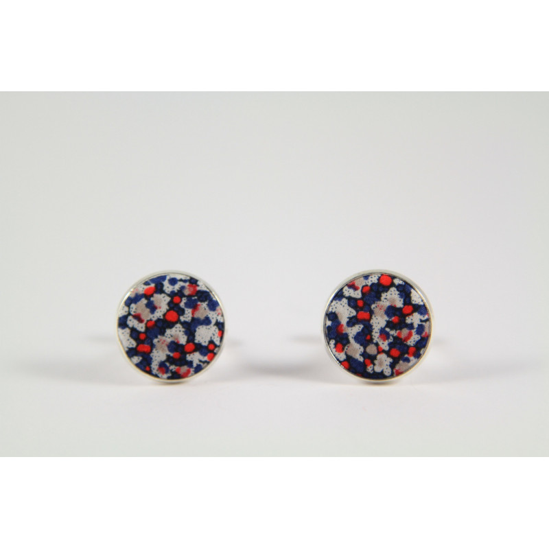 Liberty Fabric Cufflinks (Blue & Red)